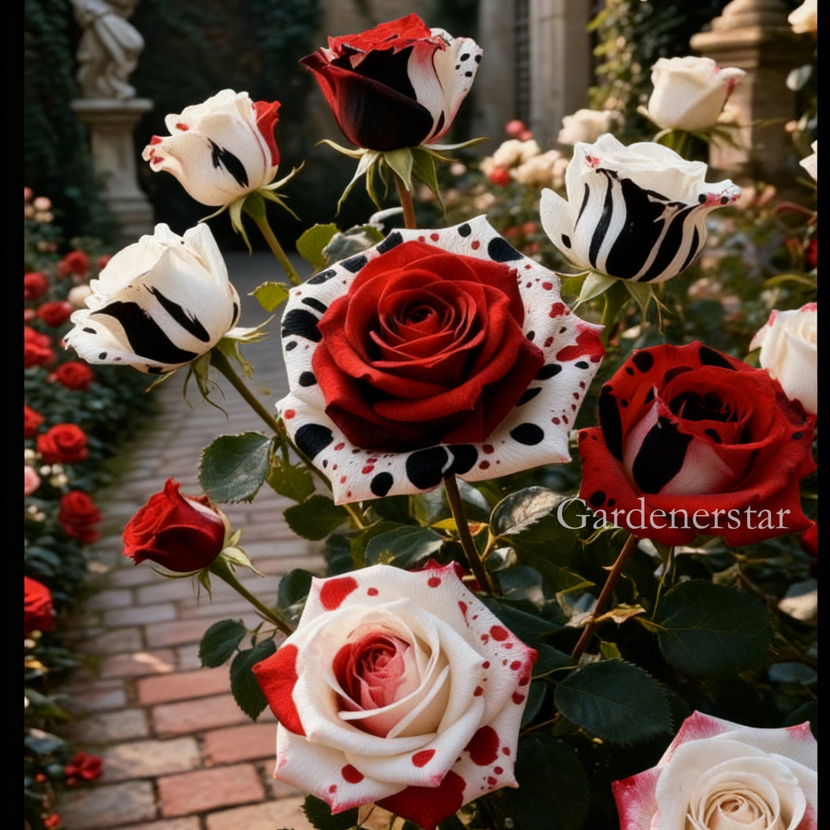 Rare Fire & Snow Rose – Red White Black Rose