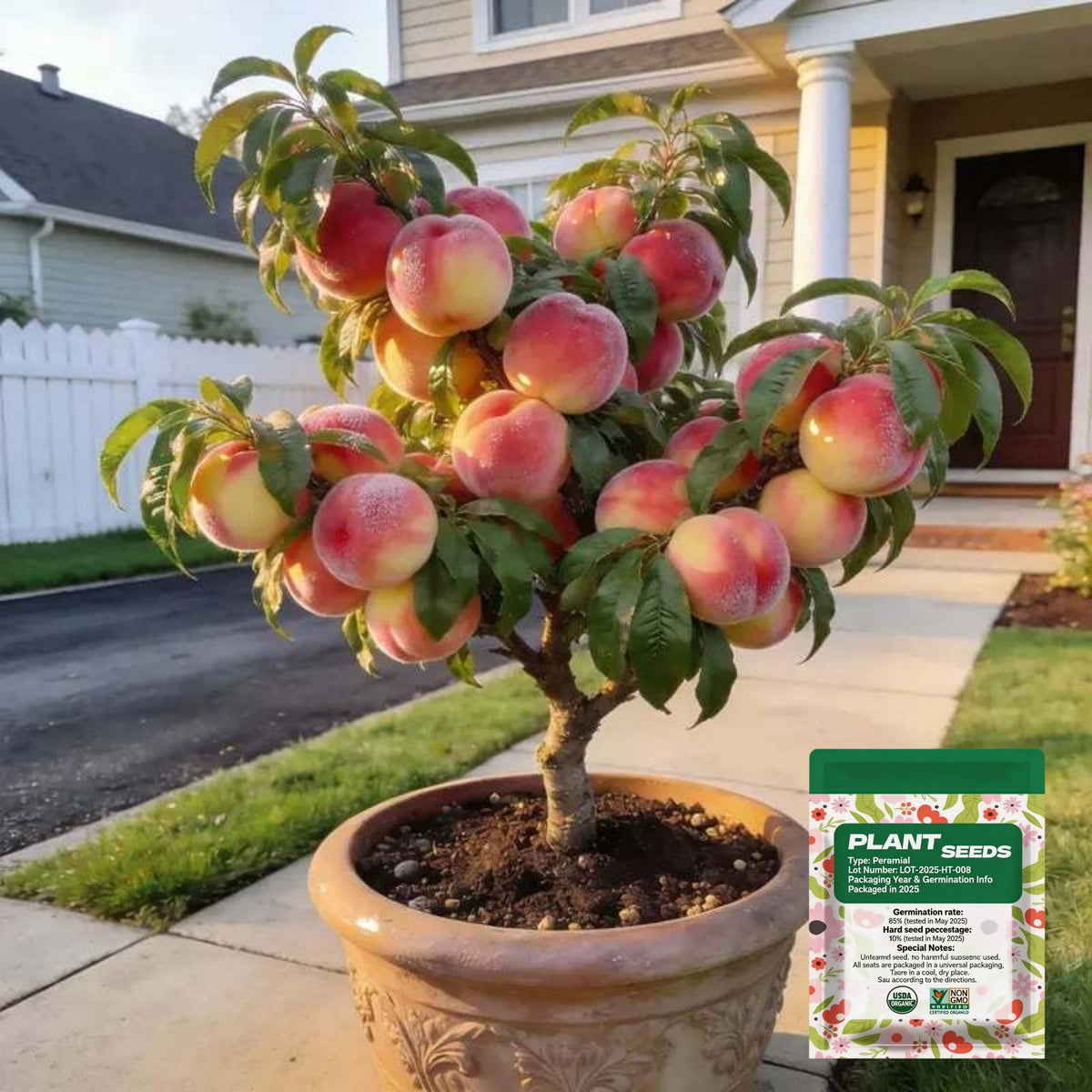 ⏰VIP Shipping Today Only – Ships within 24 hours⏰ 🍑 Heirloom "Honey Red" Dwarf Peach Tree Live Seeds