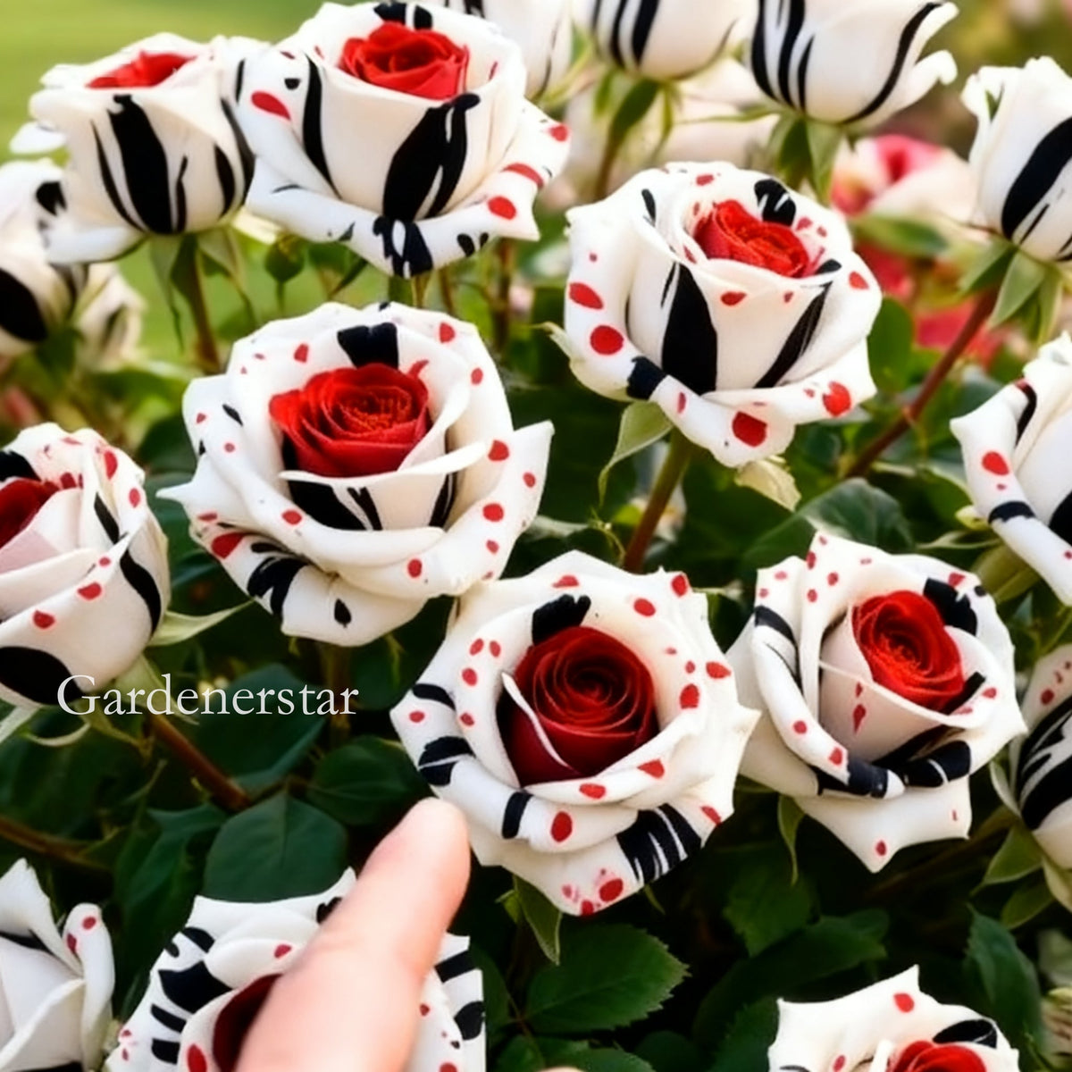 Rare Fire & Snow Rose – Red White Black Rose