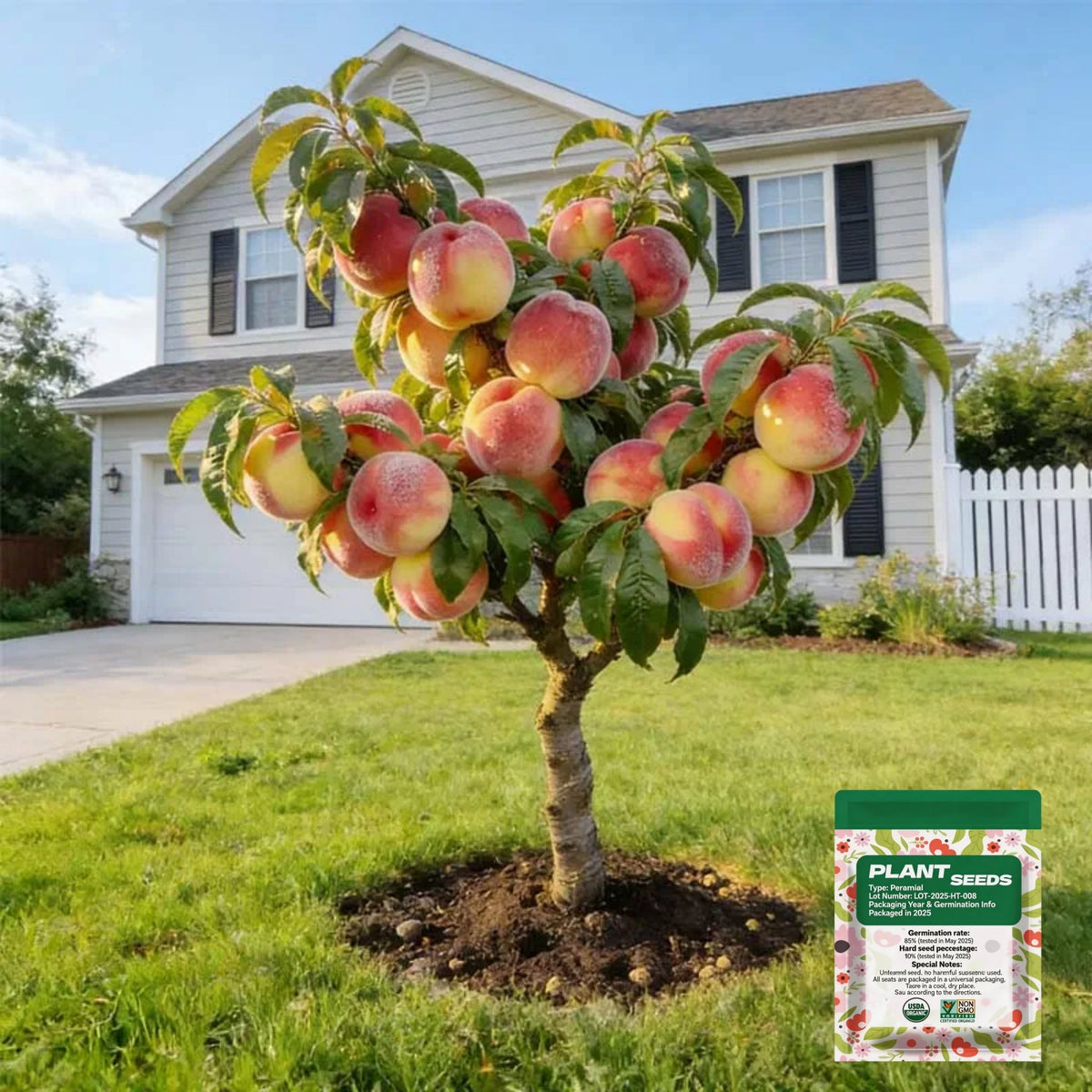 ⏰VIP Shipping Today Only – Ships within 24 hours⏰ 🍑 Heirloom "Honey Red" Dwarf Peach Tree Live Seeds