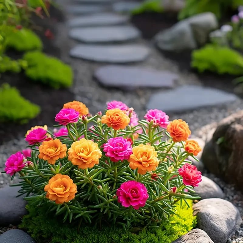 🌸 Double Flowered Moss Rose Seeds – 🌿Perennial Flower Seeds / Large Blooms / Easy to Grow