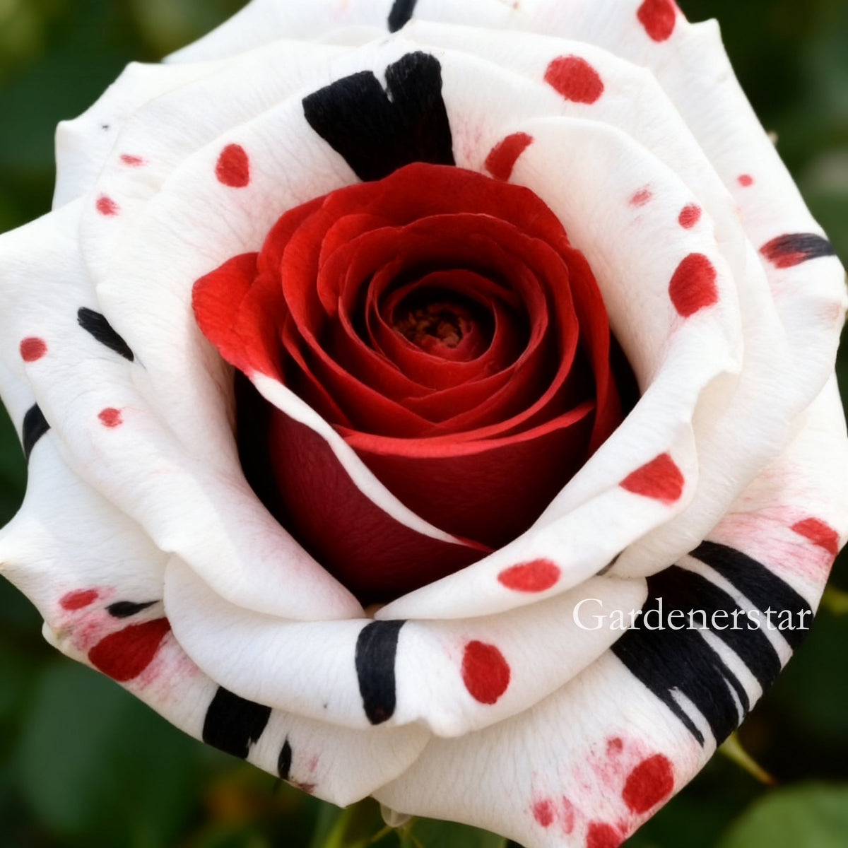Rare Fire & Snow Rose – Red White Black Rose