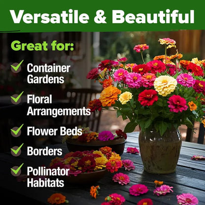 🔥Last Day 70% OFF🔥Zinnia Seeds – Pure, No Filler – Heirloom Flower Seeds