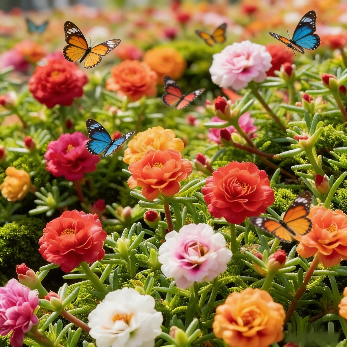 🌸 Double Flowered Moss Rose Seeds – 🌿Perennial Flower Seeds / Large Blooms / Easy to Grow