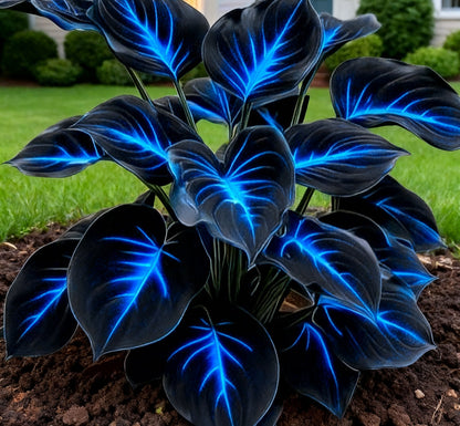 🔥🌌 Rare Dark Blue Flame Hosta Seeds – Glow-in-the-Dark Garden Magic
