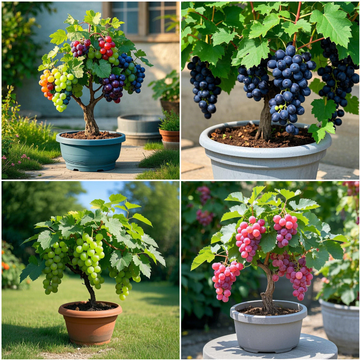🌈Colorful Potted Grape Seeds – Black, Pink, Rainbow, Green
