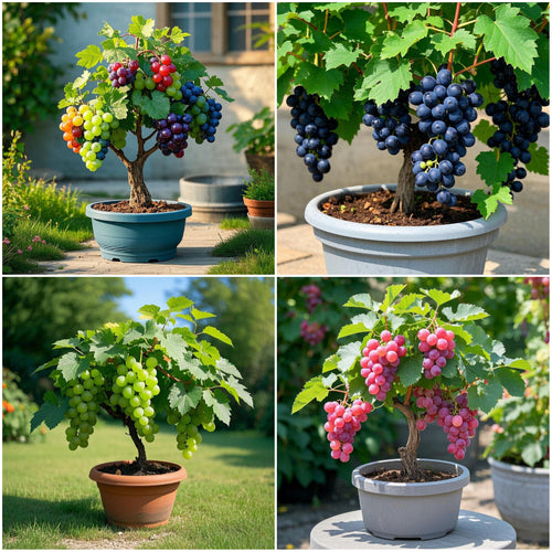 🌈Colorful Potted Grape Seeds – Black, Pink, Rainbow, Green