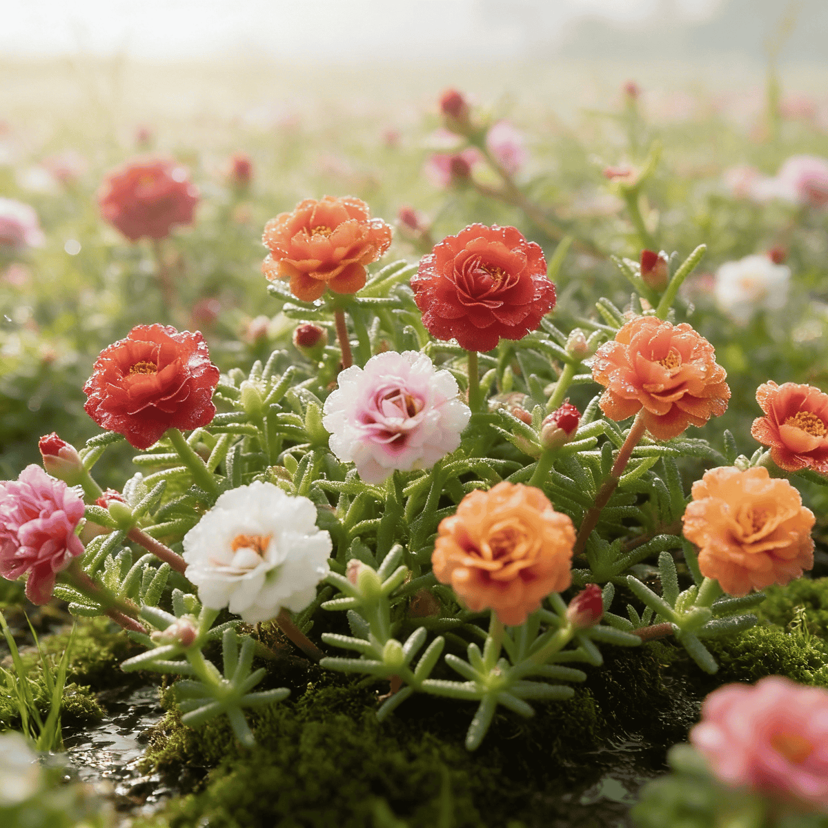 🌸 Double Flowered Moss Rose Seeds – 🌿Perennial Flower Seeds / Large Blooms / Easy to Grow