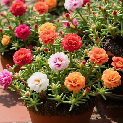 🌸 Double Flowered Moss Rose Seeds – 🌿Perennial Flower Seeds / Large Blooms / Easy to Grow